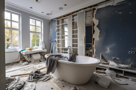 Old And New Bathroom Renovation.の素材