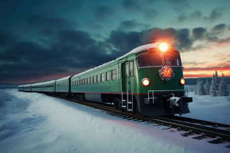 Train Traveling To The North Pole.の素材
