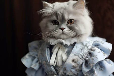 Top-Notch Feline Fashion: Elegant Cat In Extravagant Couture Garments.の素材