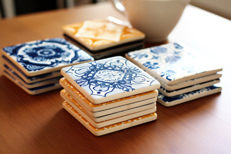 Make Set Of Coasters From Ceramic Tiles Ultrarealistic.の素材