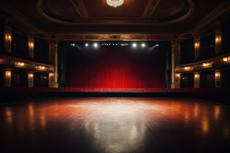 Awaiting The Performance: The Pristine Empty Stage Of A Theatre.の素材