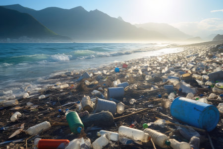 Urgent Call To Save The Ocean: Mountains Of Garbage Threaten Marine Life.の素材