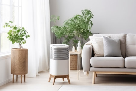 Air Purifier Or Ac Unit Mockup In Modern Living Room.の素材