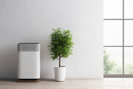 Visual Representation Of An Air Purifier Or Ac Unit In A Contemporary Living Room.の素材