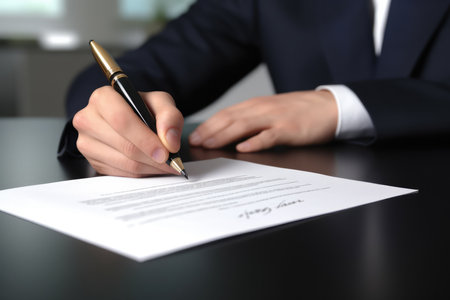Businessman Signs Contract, Aigenerated Image.の素材