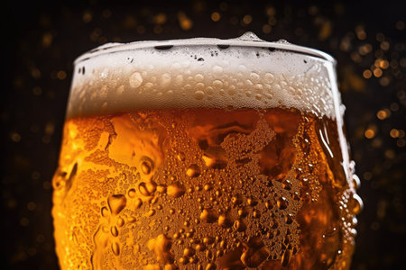 Refreshing Craft Beer, Adorned With Glistening Water Droplets.の素材