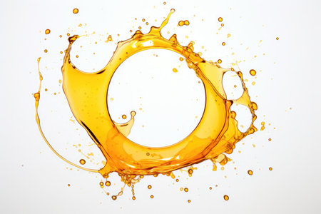 Elegant Circular Arrangement Of Machine Oil Splashes On A Clean White Background.の素材