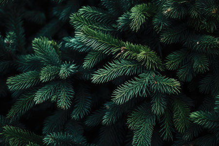 Background Of Fir Twigs With Shadow.の素材