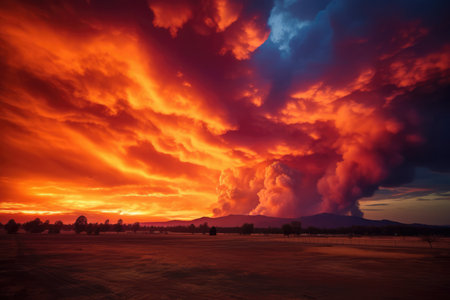 Dramatic Sky That Looks Like Its On Fire During Sunrise Or Sunset For Fire In The Sky.の素材