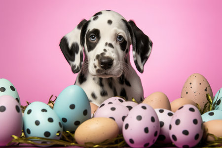 Easter-Themed Dalmatian Puppy: Delightful Blend Of Cuteness And Holiday Joy!.の素材