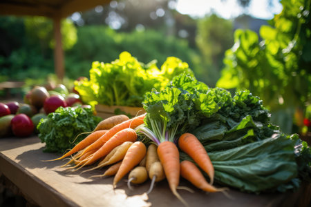 Farm To Table: Vibrant Organic Vegetables In Peachy-Orange Hues At A Local Market.の素材