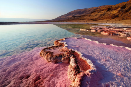 Captivating Oasis: Stunning Backdrop Of Vibrant Salt Lakes For Travel Enthusiasts.の素材