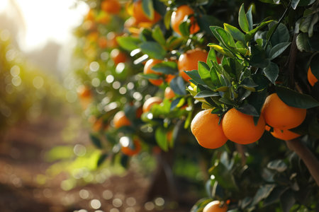 Fresh Oranges In Vibrant Spanish Orange Garden.の素材