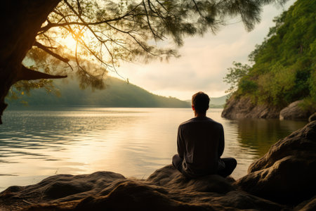 Finding Serenity By The Water: Meditative Journey.の素材