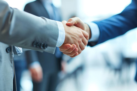 Image Of Businessmen Finalizing A Deal With A Handshake.の素材