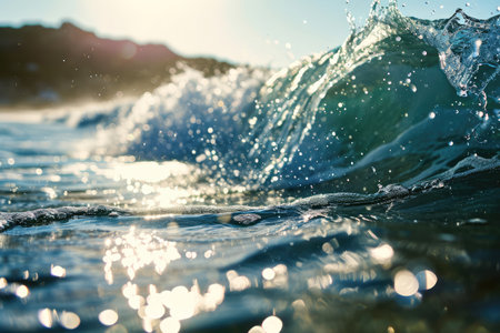 Radiant Water, Sunlit Wave Crests, Glistening Under The Sunの素材