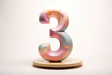 The Number 3 Three Against A White Backgroundの素材