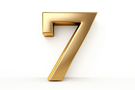 Gold Number 7 Seven On White Backgroundの素材