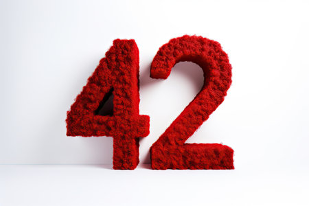 Red Volumetric Numerals 42 On White Backgroundの素材