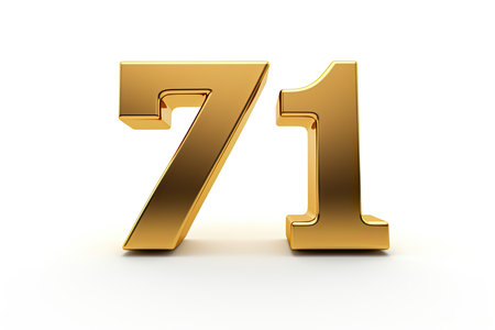 Gold Number 71 Seventy One On White Backgroundの素材