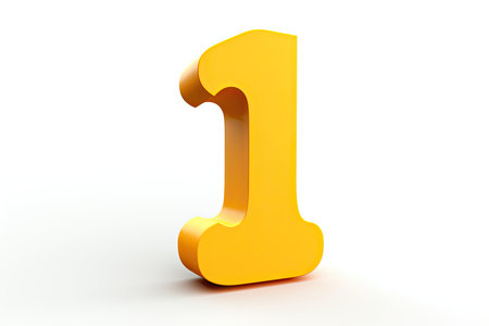 Volumetric Number 1 On White Backgroundの素材