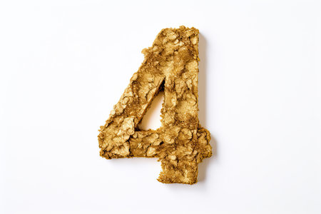 Gold Number 4 Four On White Backgroundの素材