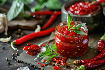 Spicy Jam Made With Fresh Ingredients For Hot Chili Loversの素材