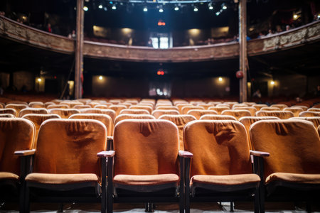 Audience Seats Viewed From The Stage, Capturing The Anticipation Before Performanceの素材