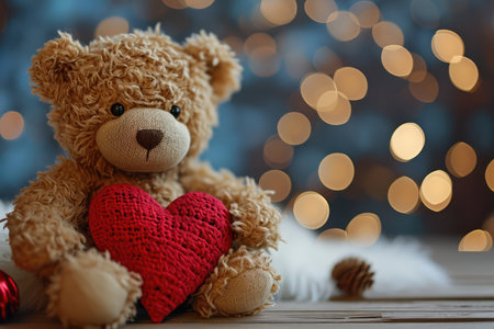 Symbolic Teddy Bear Holding A Heart, Perfect For A Sweet Valentine's Day Presentの素材
