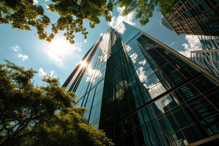 Energyefficient Skyscraper Featuring Reflective Glass And Green Technologyの素材