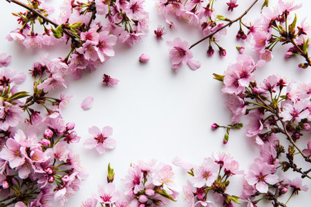 Elegant Cherry Blossom Frame With Ample White Spaceの素材