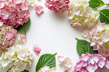 Elegant Hydrangea Composition With Ample White Spaceの素材
