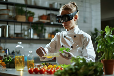 Woman Food Scientist In Smart Glassesの素材