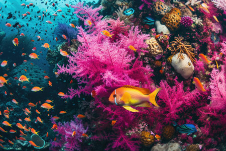 Vibrant Coral Reef Filled With Colorful Fishの素材