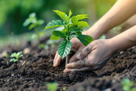 Active Participation In Reforestation: Hands Planting Trees As A Symbolic Actの素材
