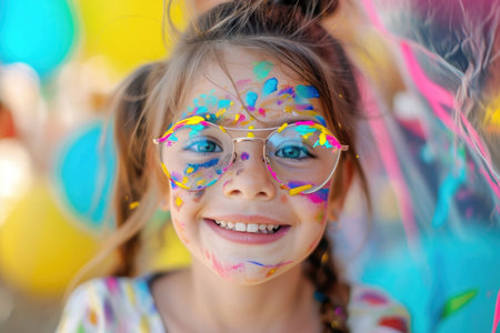 Cheerful Girl With Face Paint Spreads Joyの素材