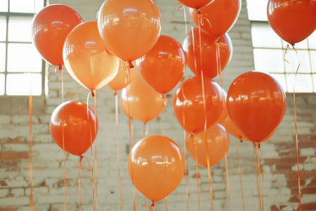 Glowing Orange Party Balloons Add Festive Ambianceの素材