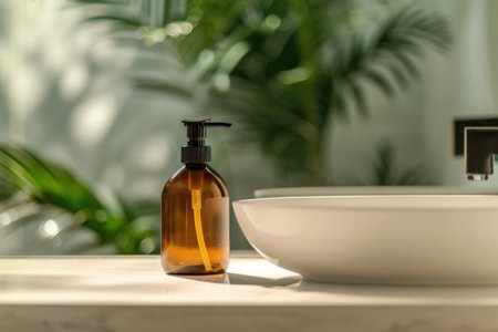 Soap Dispenser Bottle In Bathroom Settingの素材