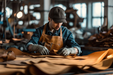 The Background Of A Worker In A Leather Goods Factoryの素材