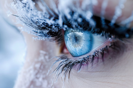 Closeup Of An Eye With Frozen Eyelashesの素材