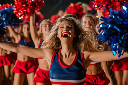 Energized Cheerleaders Inspire And Empower The Team Through Enthusiasm.の素材