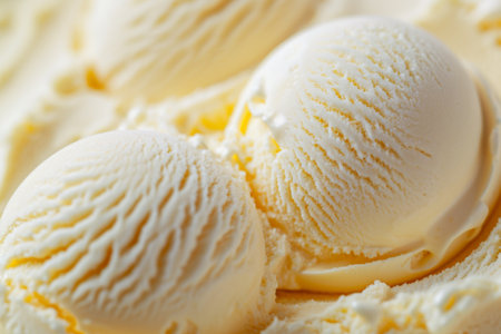 Closeup Of Creamy Vanilla Ice Cream With Tantalizingly Smooth Textureの素材