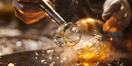 Master glass artist showcases intricate and mesmerizing creations using traditional glass blowing techniques. Concept Traditional Glass Blowing, Intricate Creations, Mesmerizing Artの素材