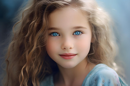 Enthusiastic girl with striking blue eyes. Concept Portrait Photography, Blue Eyes, Enthusiastic Modelの素材