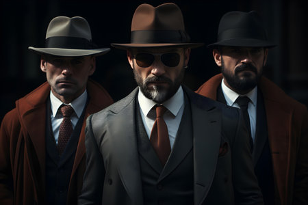 Cool gangsters in stylish retro suits. Concept Retro Fashion, Gangster Inspired, Stylish Suits, Cool Attitudeの素材