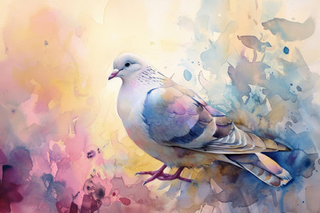 Watercolor Art Of Peaceful Doveの素材