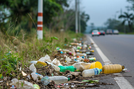 Litter On The Roadside In Thailandの素材
