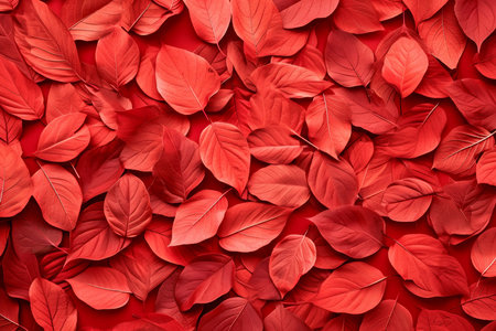Red Background With Leaf Patternの素材