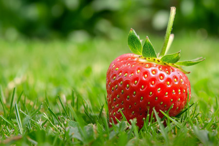 Strawberry On The Green Backgroundの素材