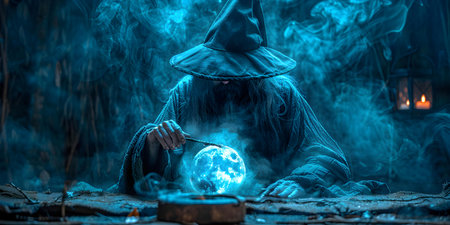 Spooky collage featuring witch performing divination at midnight on Halloween. Concept Halloween Photoshoot, Witch Costume, Spooky Props, Midnight Divination, Witchcraft Aestheticの素材